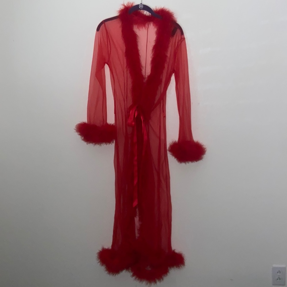 Hustler Hollywood Long Red Sheer Robe